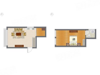1室1厅 48.57平米户型图