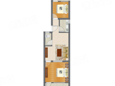 2室1厅 64.13平米户型图