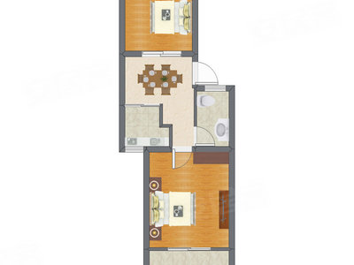 2室1厅 52.39平米
