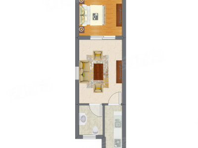 1室1厅 25.06平米户型图