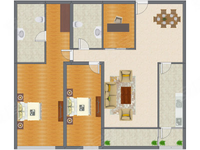 3室2厅 184.20平米户型图