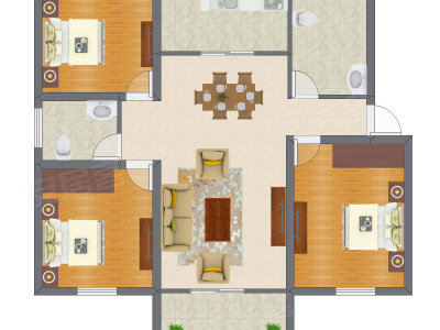 3室2厅 120.44平米
