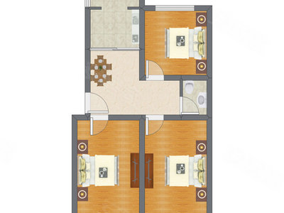 3室1厅 76.50平米
