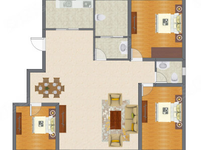 3室1厅 105.52平米