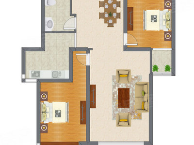 2室2厅 106.83平米