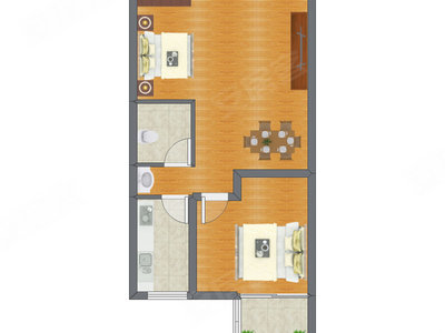 2室1厅 47.75平米