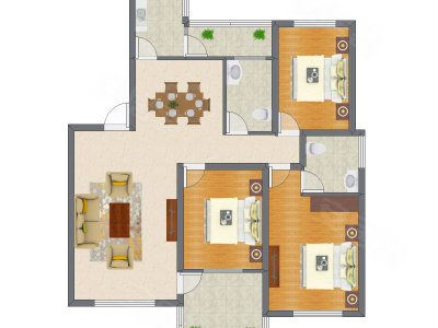 3室2厅 101.15平米户型图