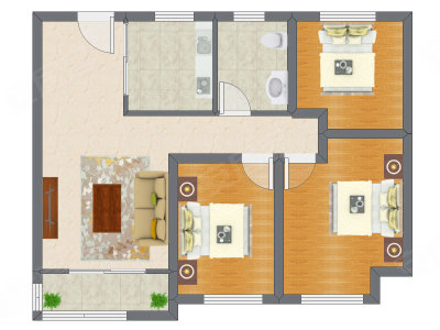 3室2厅 89.90平米户型图