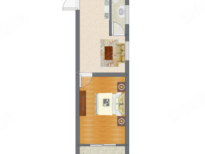 1室1厅 41.48平米户型图