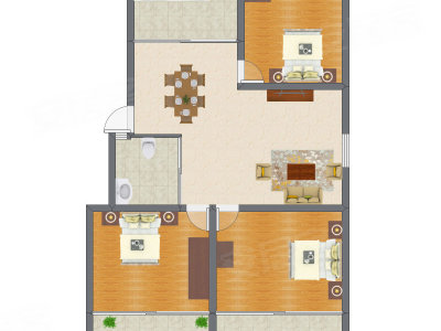 3室2厅 96.17平米