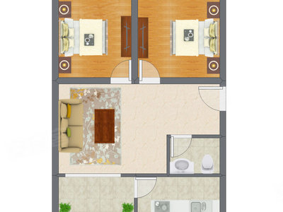 2室1厅 74.05平米户型图
