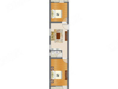 2室1厅 63.16平米