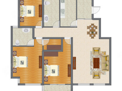 3室2厅 150.71平米户型图