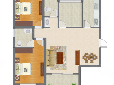 2室2厅 112.32平米户型图