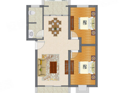 2室2厅 98.87平米户型图