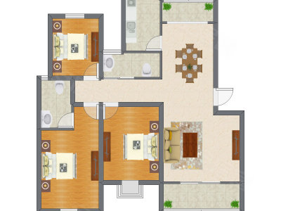 3室2厅 126.70平米户型图