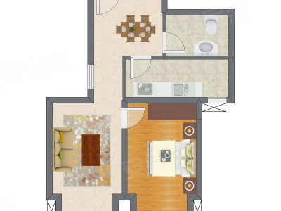 1室2厅 40.30平米户型图
