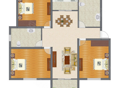 3室2厅 108.64平米