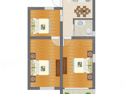 3室1厅 70.50平米