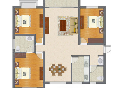 3室2厅 128.60平米