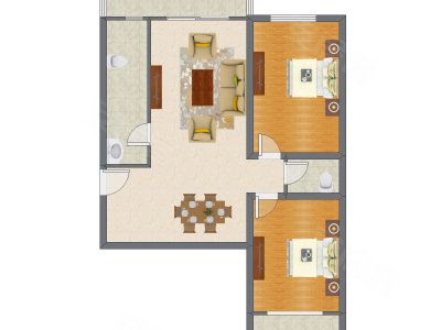 2室2厅 122.45平米户型图