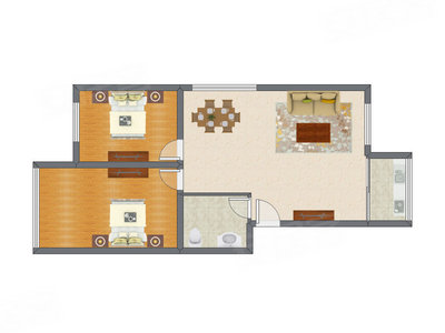 2室2厅 96.70平米户型图