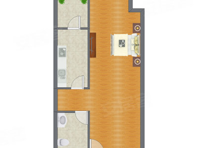 1室0厅 51.00平米户型图
