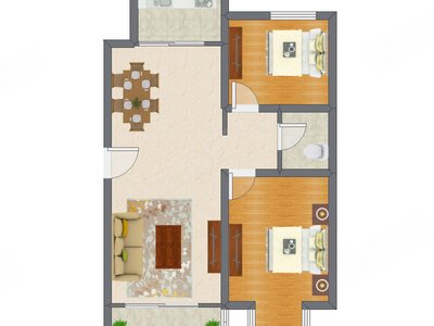 2室2厅 89.01平米