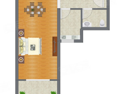 1室0厅 59.22平米户型图