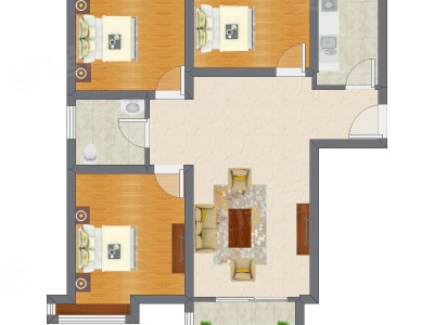 3室1厅 105.64平米户型图