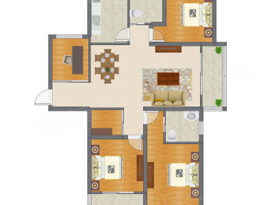 3室2厅 140.53平米户型图
