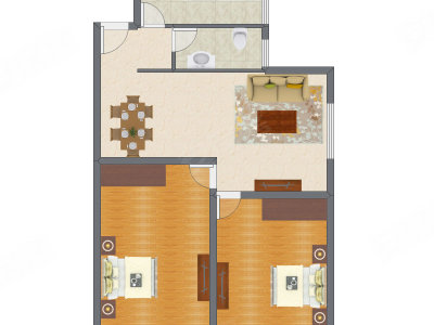 2室2厅 110.72平米户型图