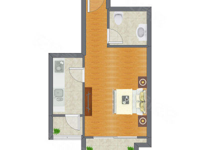 1室0厅 47.69平米户型图
