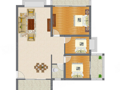 3室2厅 80.73平米户型图