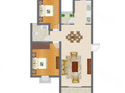 2室2厅 70.40平米