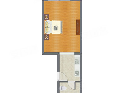 1室0厅 46.69平米户型图