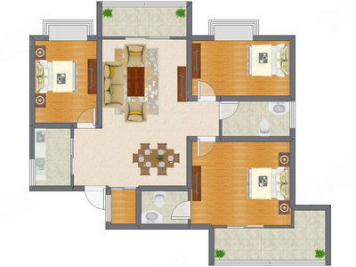 3室2厅 113.35平米