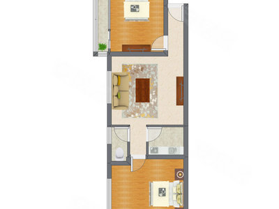 2室1厅 85.13平米户型图