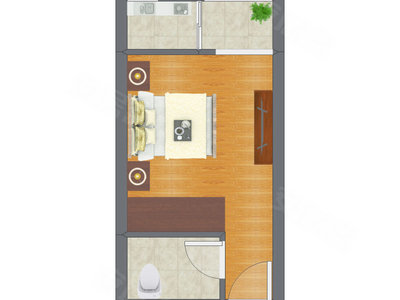 1室0厅 32.54平米户型图
