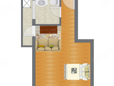 1室0厅 25.82平米户型图