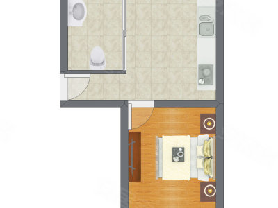 1室0厅 35.29平米户型图