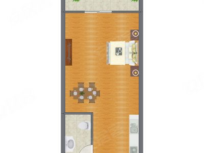 1室1厅 41.52平米