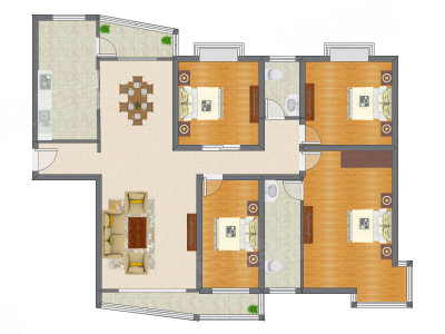 4室2厅 201.22平米