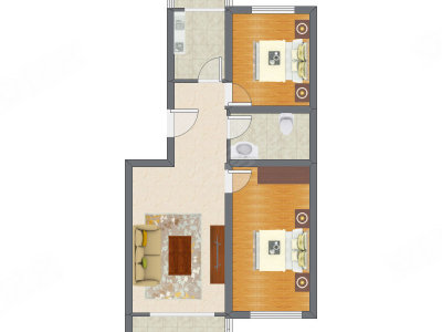 2室1厅 83.87平米户型图