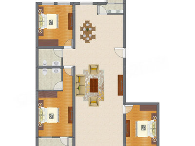 3室2厅 157.43平米户型图