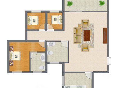 3室2厅 99.31平米