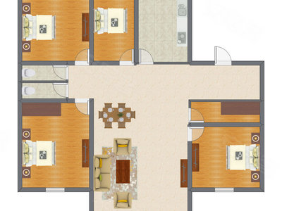 4室2厅 190.19平米户型图