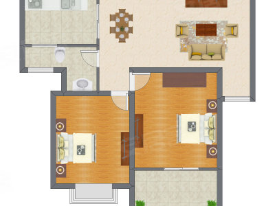 2室2厅 77.74平米