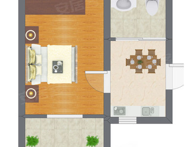 1室1厅 36.00平米户型图