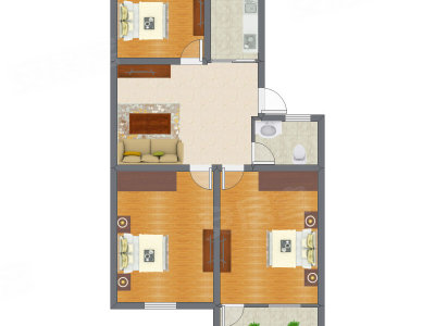 3室1厅 76.16平米